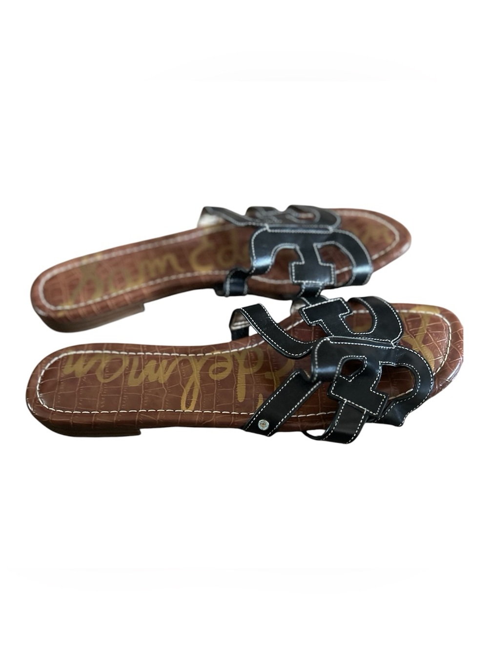 Sam Edelman Womens Sz 9.5 Bay Flip Flop Slip On Slide Sandals Black Shoes